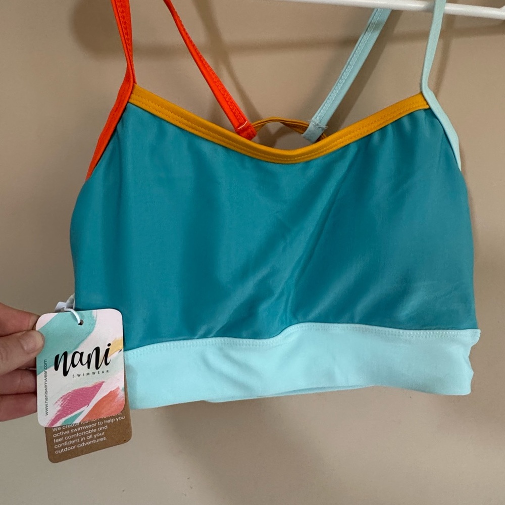 Nani Women's Teal and Orange Swim Top
